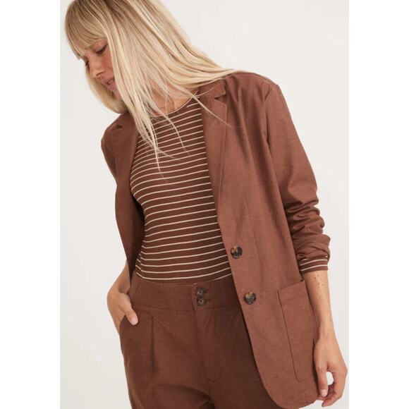 Marine Layer Flora Hemp Blazer Brown Size Medium - Picture 1 of 7